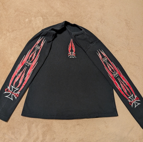 Vintage (2003) Fast Gear Black Long Sleeve Shirt with Red Flame & Logo Design - Picture 7 of 14